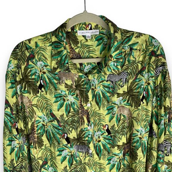 Jane + Delancey Safari Shirt Dress Jungle Animal Print Button Size Large - Picture 13 of 13